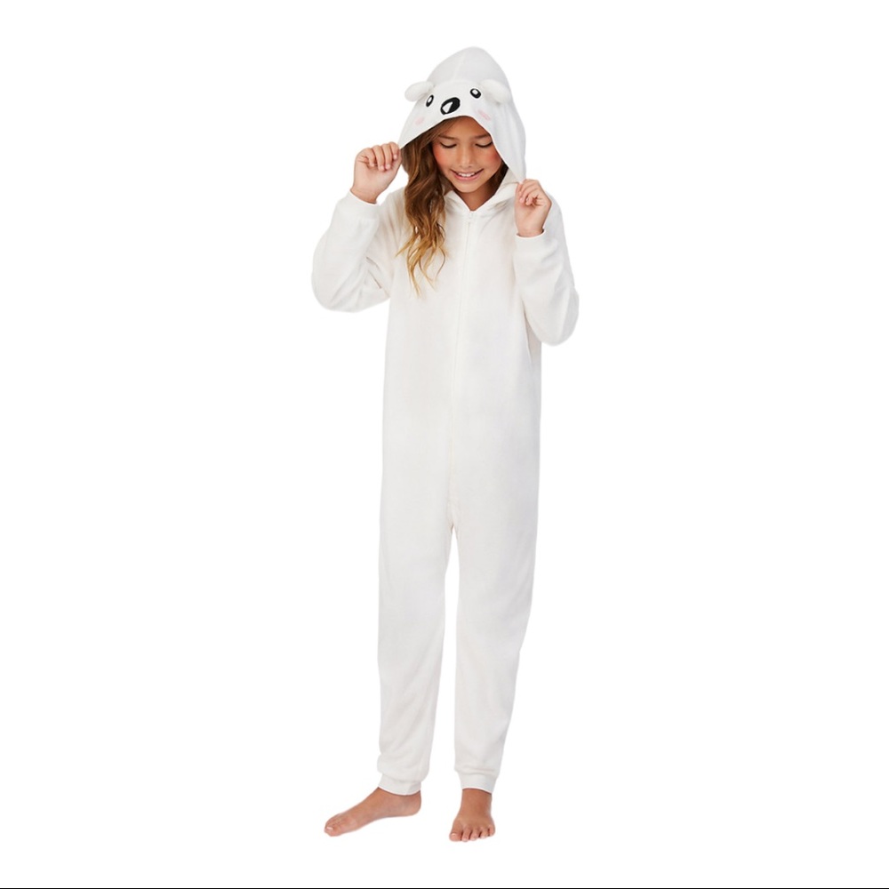 NWT Cuddl Duds White BEAR Costume Union Suit Pajamas PJS Halloween BOY or GIRL - Picture 3 of 5